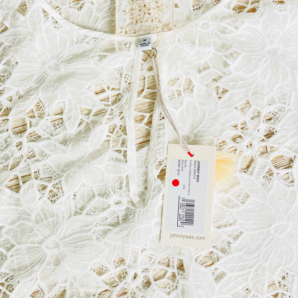 NWT Johnny Was - Garden White Lace Maxi Dress with Keyhole Neckline - Size M - Picture 13 of 15